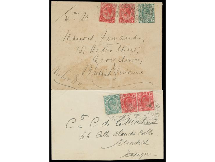 OCEAN POST OFFICES: "UNION OF S. AFRICA OCEAN P.O. 9/11 JUN. 12" on letter with mixed franking Transvaal/CGH to Spain and "UN