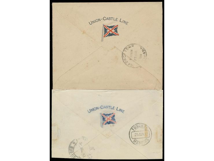 OCEAN POST OFFICES: "UNION OF S. AFRICA OCEAN P.O. 9/11 JUN. 12" on letter with mixed franking Transvaal/CGH to Spain and "UN