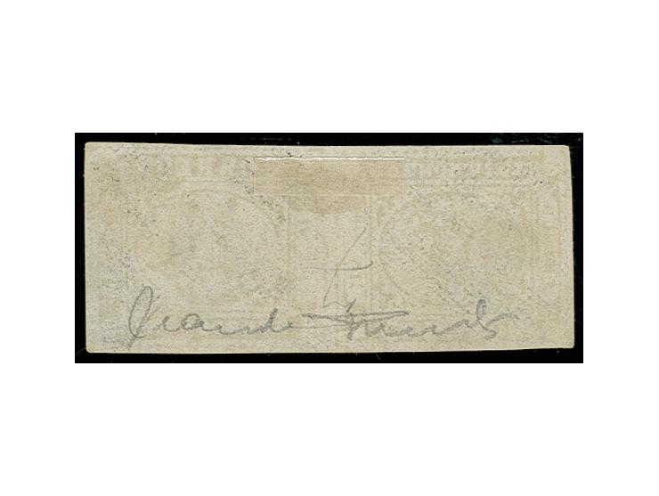 1 p. blue as horizontal tête-bêche, used, Sperati forgery, fine, signed in pencil