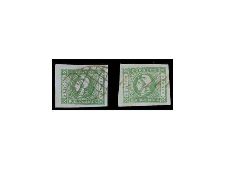 1859, 4 r. green on bluish, used, Sperati fogeries type A and B, fine, signed in pencil