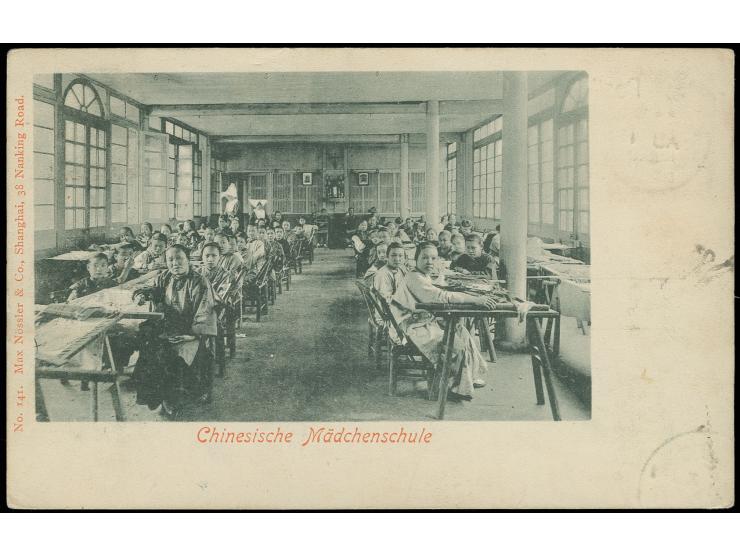 1902/06, ½ c. brown, tied by cds. "SHANGHAI LOCAL POST JY 28 03" to souvenir postcard with franking and cancels of 5 foreign 