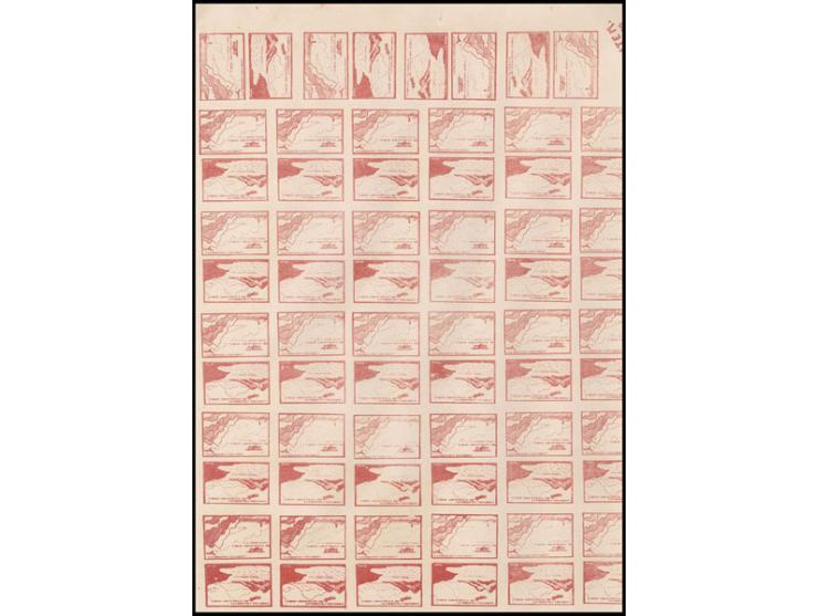 Second issue 10 c., both values in cpl. sheet of 68 stamps with 8 tête-bêches, unmounted mint, 2 stamps small margin faults