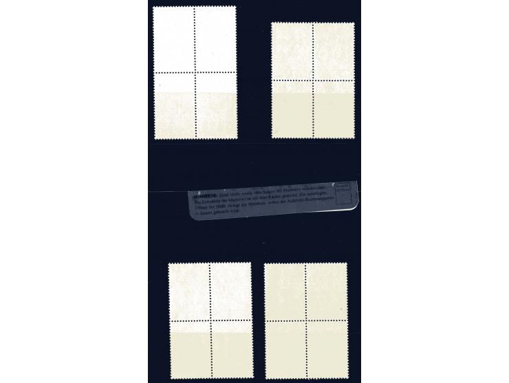 1948, Gandhi 2½ a.- 10r. cpl. in blocks of 4, unmounted mint, 10 r. one stamp very light tiny corner crease, fine and scarce