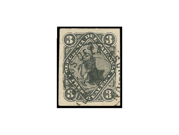 1870, Lion 3 r. black, used, Sperati forgery, fine, signed in pencil