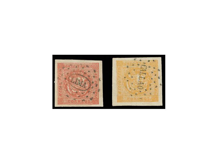 1858, Coat of arms, ½ p. error of colour, used with clear cancel "LIMA", Sperati forgery, fine, signed in pencil, in addition