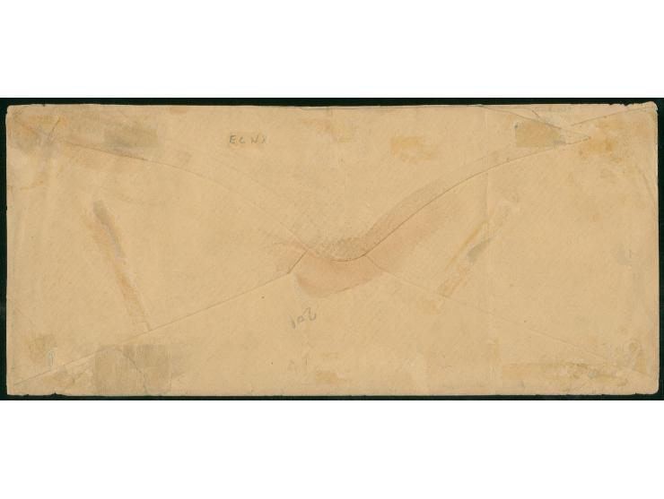 1857/61, 1 c. blue, horizontal strip of 7 and vertical pair, tied by cds. "WASHINGTON DC OCT 21 1858" to large size envelope 