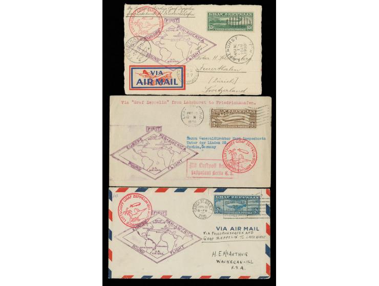65 c.-2,60 $ cpl. on Zeppelin flight card resp. covers, fine