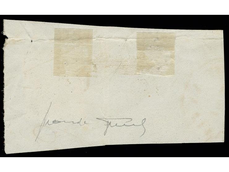 1842, 3 c. tied by boxed "FREE" to piece, Sperati forgery, fine, signed in pencil