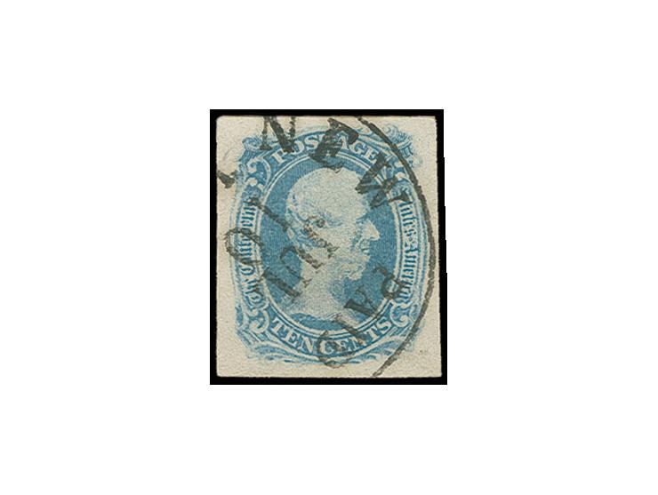 1863, 10 c. blue, used, Sperati forgery, type A, fine, signed in pencil