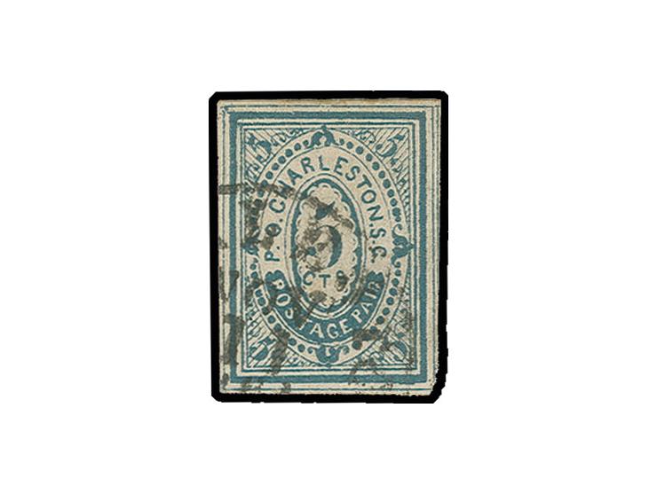 CHARLESTON: 1861, 5 c. blue, good margins, used, fine, signed Jakubek BPP, ex collection Severin