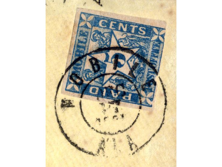 5 c. blue with good margins on three sides, touched at bottom with small nick, tied by cds. "MOBILE DEC 17" to cover to the O