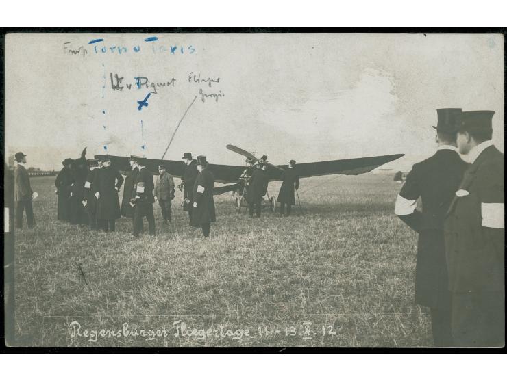 Regensburger Fliegertage 10 Pfg. mit Sonderstempel auf Fotokarte der Veranstaltung, zusätzlich frankiert mit Bayern 5 Pfg. mi