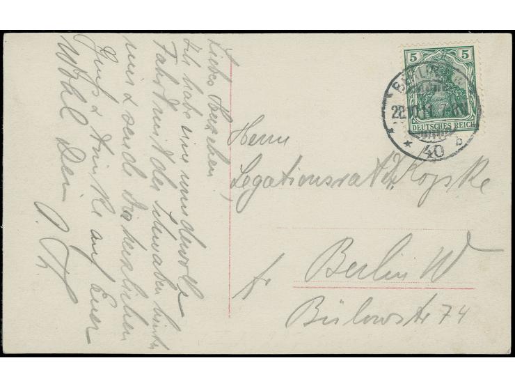 SCHWABEN (LZ 10): 1911, Fotokarte "Flugplatz Johannisthal" mit bildseitigem violettem Bordstempel vom 28.10. in Type I (Johan