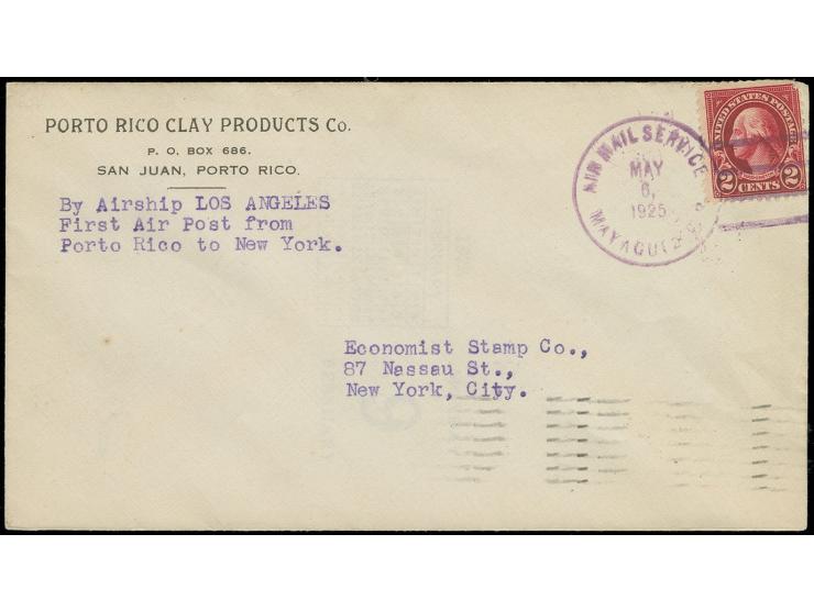 LOS ANGELES (LZ 126): 1925, Fahrt Mayaguez-Lakehurst mit violettem US-Stempel vom 6.5., Frankatur geringfügig über Rand gekle