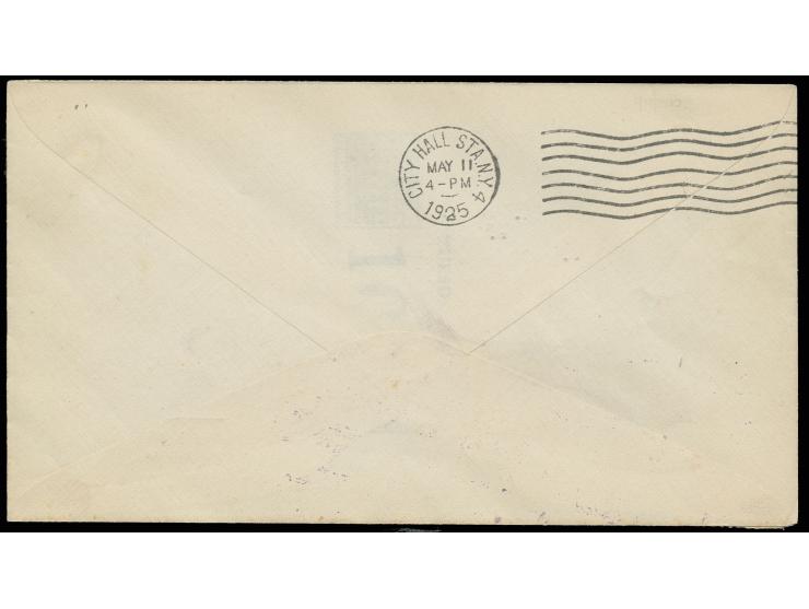 LOS ANGELES (LZ 126): 1925, Fahrt Mayaguez-Lakehurst mit violettem US-Stempel vom 6.5., Frankatur geringfügig über Rand gekle