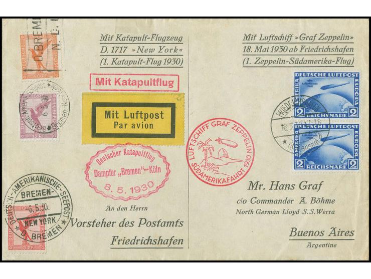 1930, Südamerikafahrt, Aufgabe Friedrichshafen: Brief mit Südamerikafahrt 2 M. im senkrechten Paar nach Buenos Aires mit vora