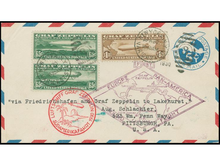 USA-Post mit Sonderstempel Type I: Brief mit 1,30 $ sowie 2 Werten 65 C. nach Lakehurst, Pracht