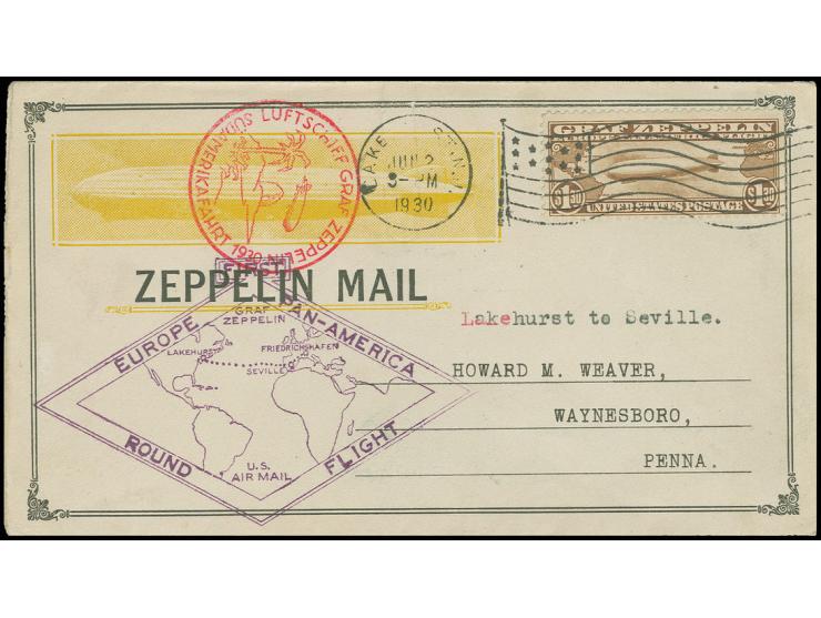 Sonderstempel Type II: Brief mit 1,30 $ bis Lakehurst, Kabinett