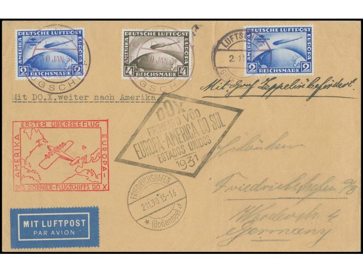 Schweiz-Kurzfahrt 2.11., Brief mit Südamerikafahrt 2 M. und Bordpoststempel und vorderseitigem Ankunftsstempel von Friedrichs