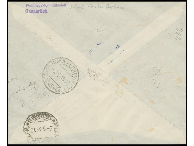 ALBANIEN: 1933, 1. Südamerikafahrt, R-Brief nach Rio, Pracht