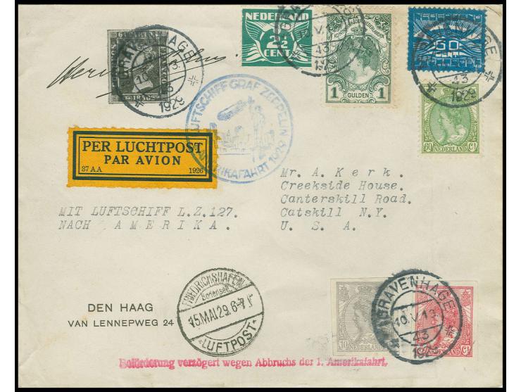 NIEDERLANDE: 1929, Amerikafahrt, Brief mit Verzögerungsstempel, frankiert mit u.a. Mi.-Nr. 110-11, geringfügig unfrisch