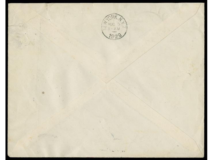 NIEDERLANDE: 1929, Amerikafahrt, Brief mit Verzögerungsstempel, frankiert mit u.a. Mi.-Nr. 110-11, geringfügig unfrisch