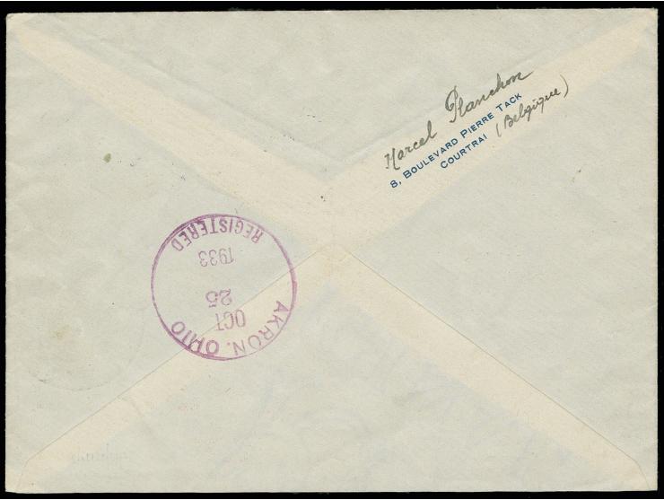 1933, Chicagofahrt, R-Brief bis Akron mit Ankunftsstempel, sehr selten, nur 20 Stück auf dieser Etappe befördert, Pracht