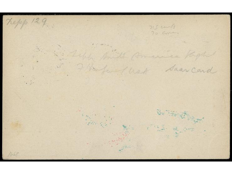 Karte bis Lakehurst mit u.a. waagerechtem Paar Madonna 10 Fr., alle Stempel vorderseitig, Pracht