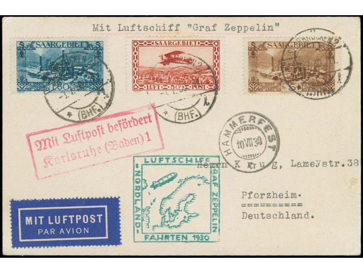 Spitzbergenfahrt, Karte, alle Stempel vorderseitig, Kabinett