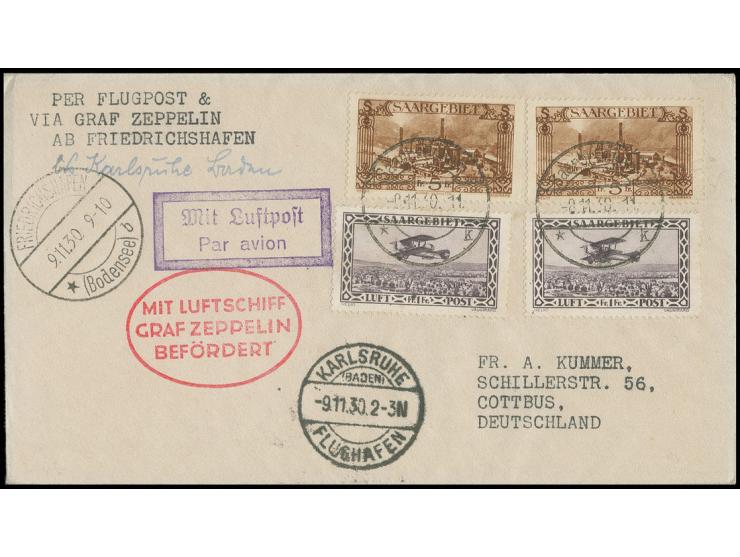 Karlsruhefahrt, Brief, alle Stempel vorderseitig, Kabinett