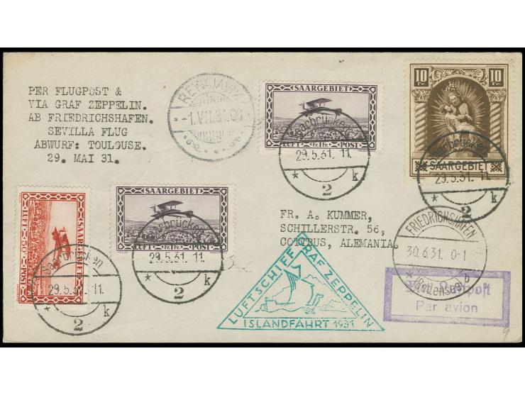 Islandfahrt, Brief mit u.a. Madonna 10 Fr. mit vorderseitigem Ankunftsstempel, Kabinett