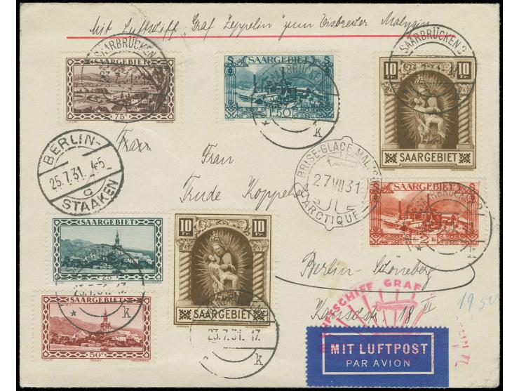 Brief Auflieferung Berlin mit u.a. 2 Werten Madonna 10 Fr. nach Malygin, alle Stempel vorderseitig, Pracht