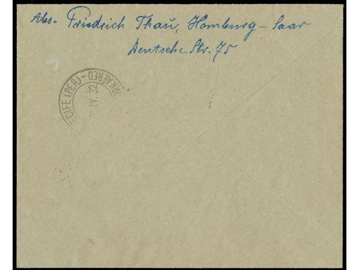 3. Südamerikafahrt, Brief mit guter Volkshilfe-Frankatur Mi.-Nr. 151-53 und 155-57 nach Recife, Kabinett