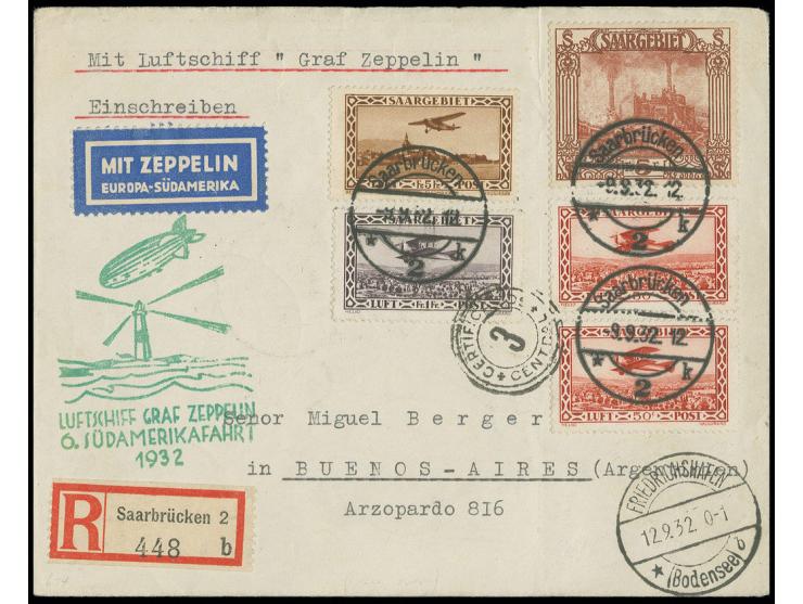 6. Südamerikafahrt, R-Brief mit u.a. Mi.-Nr. 97 und 159 nach Argentinien, Pracht