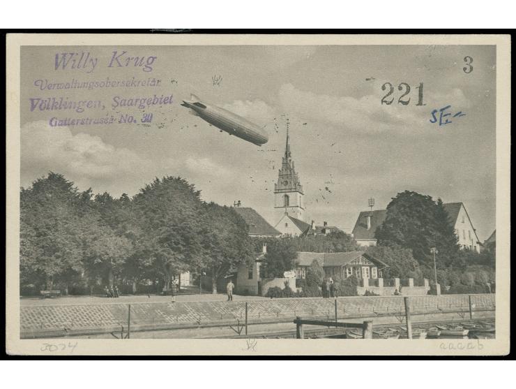 1933, Deutschlandfahrt, Fotokarte mit Einzelfrankatur Flugpost 5 Fr., alle Stempel vorderseitig, Kabinett