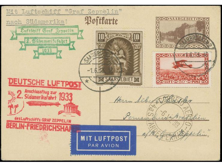 2. Südamerikafahrt, Karte Anschlußflug Berlin mit u.a. Madonna 10 Fr. nach Pernambuco, Pracht
