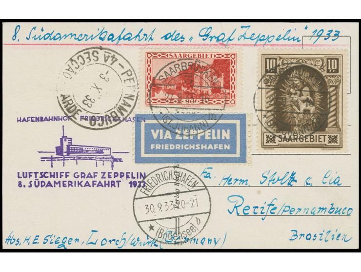 8. Südamerikafahrt, Karte mit u.a. Madonna 10 Fr. nach Pernambuco, Kabinett