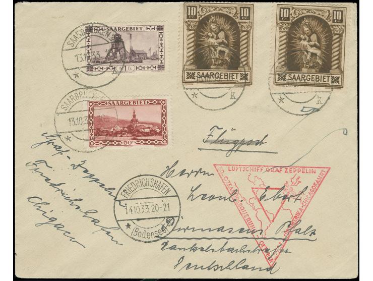 Brief mit u.a. 2 Werten Madonna 10 Fr. (beide oben fehlerhaft) nach Chicago