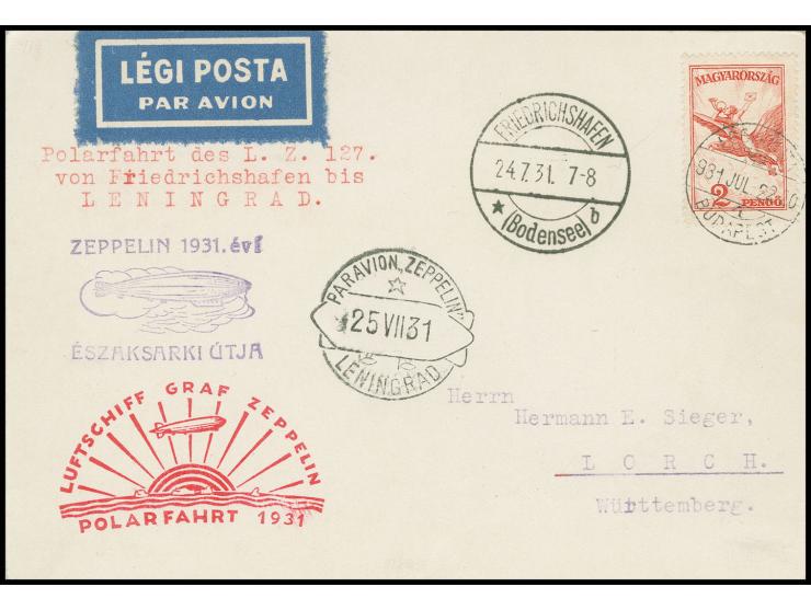 UNGARN: 1931, Polarfahrt, Karte bis Leningrad mit vorderseitigem Ankunftsstempel, Kabinett
