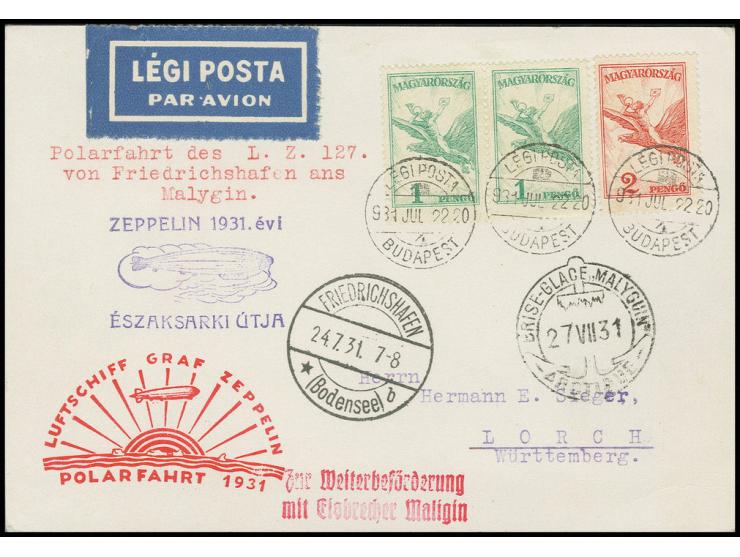 Karte bis "Malyguin", alle Stempel vorderseitig, Pracht