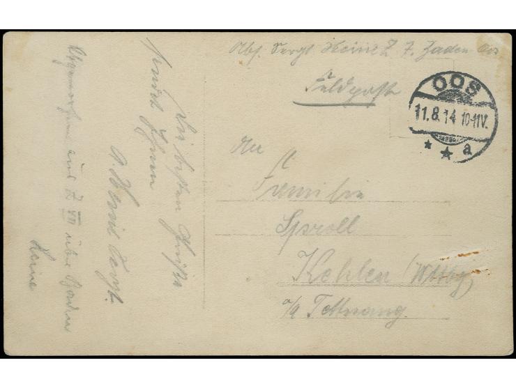 KRIEGS-LUFTSCHIFFE: 1914, Z VII, Feldpost-Fotokarte mit Abwurfvermerk "Abgeworfen über Baden" und Aufgabestempel "OOS 11.8.14