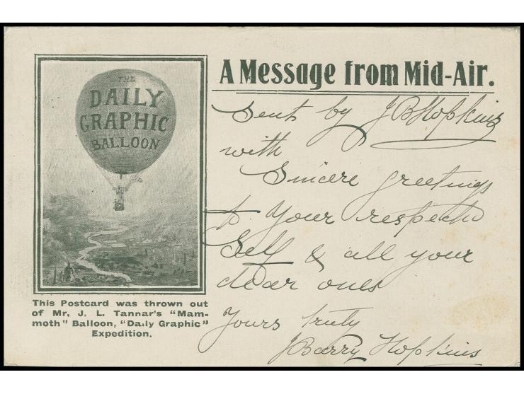 GROSSBRITANNIEN: 1907, internationaler Ballonflug des "Daily Graphic", 14.10., Sonderkarte mit schwedischem Ankunftsstempel "