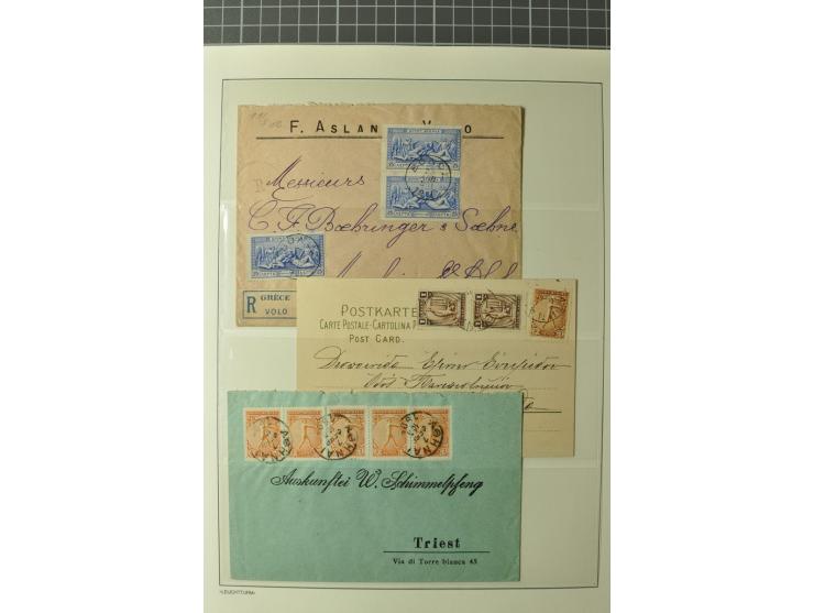 1906, ATHEN: Sammlung mit 2 kpl. Sätzen Sonderausgabe Griechenland und 13 frankierten Briefe/Karten (u.a. R-Brief), 8 Ansicht