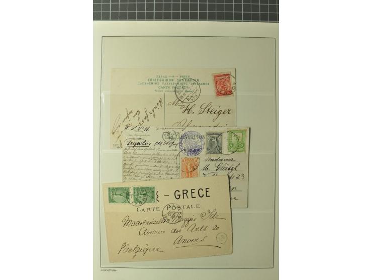 1906, ATHEN: Sammlung mit 2 kpl. Sätzen Sonderausgabe Griechenland und 13 frankierten Briefe/Karten (u.a. R-Brief), 8 Ansicht