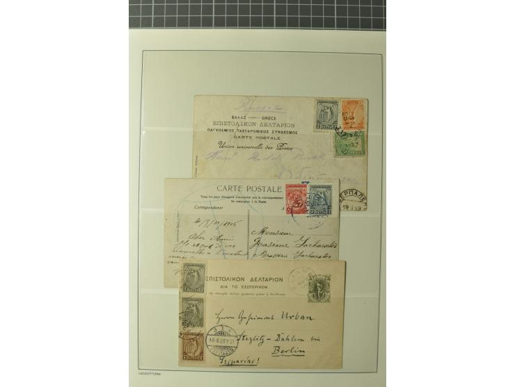 1906, ATHEN: Sammlung mit 2 kpl. Sätzen Sonderausgabe Griechenland und 13 frankierten Briefe/Karten (u.a. R-Brief), 8 Ansicht