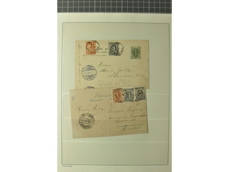 1906, ATHEN: Sammlung mit 2 kpl. Sätzen Sonderausgabe Griechenland und 13 frankierten Briefe/Karten (u.a. R-Brief), 8 Ansicht