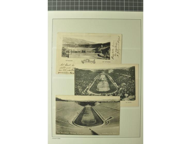 1906, ATHEN: Sammlung mit 2 kpl. Sätzen Sonderausgabe Griechenland und 13 frankierten Briefe/Karten (u.a. R-Brief), 8 Ansicht