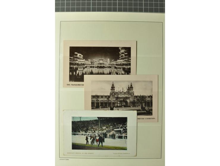 1908, LONDON: 10 ungebrauchte und gebrauchte Ausstellungs-Ansichtskarten, dabei farbige AK "INTERNATIONAL HORSE SHOW" und 2 K