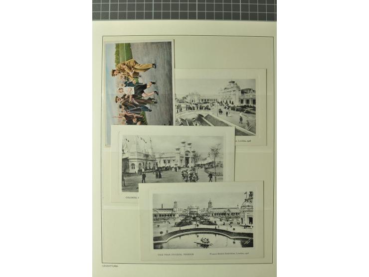 1908, LONDON: 10 ungebrauchte und gebrauchte Ausstellungs-Ansichtskarten, dabei farbige AK "INTERNATIONAL HORSE SHOW" und 2 K