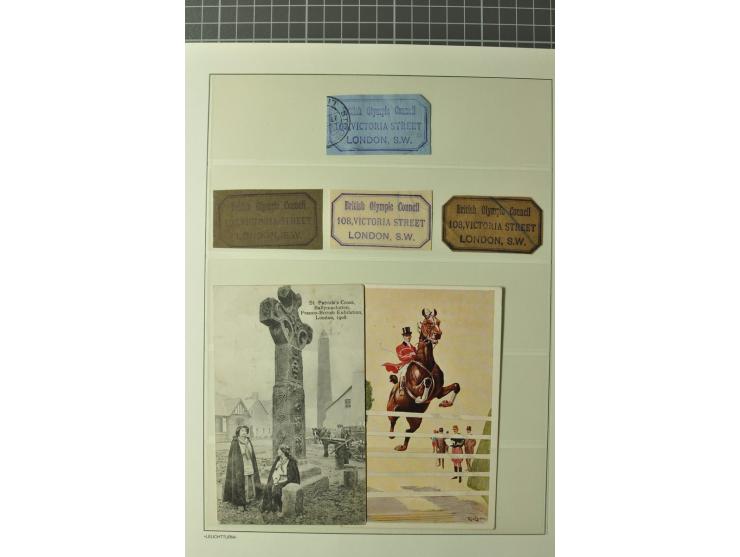 1908, LONDON: 10 ungebrauchte und gebrauchte Ausstellungs-Ansichtskarten, dabei farbige AK "INTERNATIONAL HORSE SHOW" und 2 K